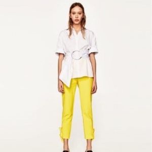 ZARA Bright Yellow Bow Angle Pants
